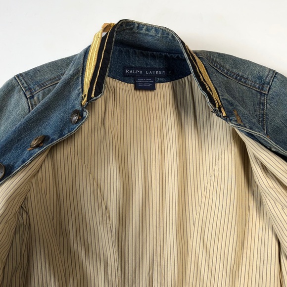RARE: Ralph Lauren Jean Jacket with Gold Accents Size 2. - Picture 13 of 14